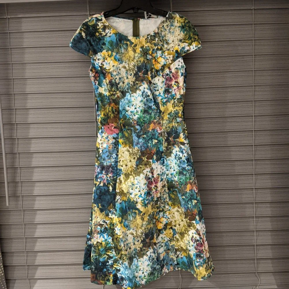 Kilian Kerner Senses Cap Sleeve Colourful Floral Cocktail Party Dress Si… - Picture 4 of 11